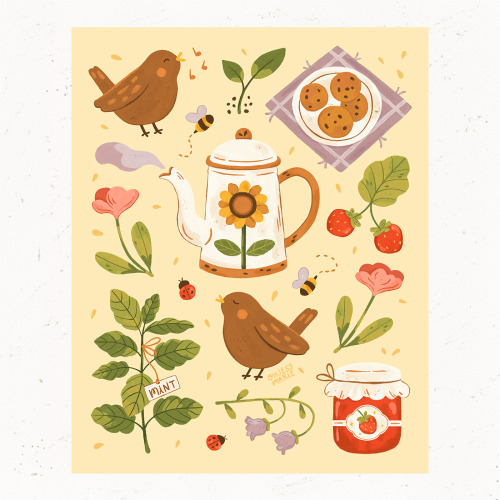 ohjessmarie:  garden tea 🍓🍪🌻🐝inprnt