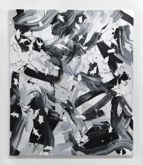 Sam McKinniss, Ghosts (dear metal thing), 2015, oil, acrylic and aqua-leaf on canvas, 70 x 62 inches
