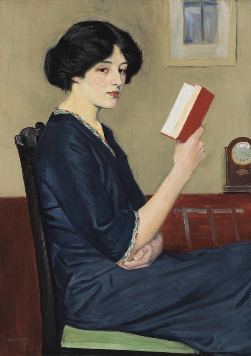 books0977: Girl reading. The Storyteller (1911). William Strang (Scottish, 1859-1929). Oil on canvas
