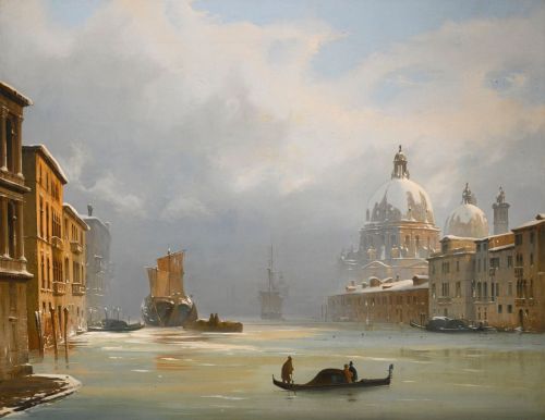 Winter in Venetië anno 1852 in de schilderijen vanIppolito Caffi .