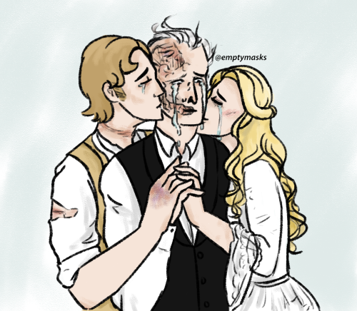 emptymasks:haven’t drawn these three in a long while. musical erik, raoul, and blonde christine beca