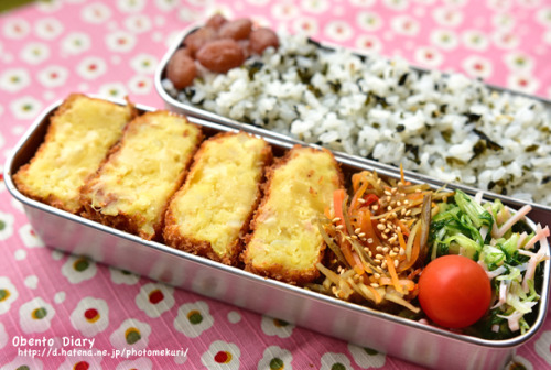 #858 サツマイモチーズコロッケ弁当 How to make Croquette → http://www.nasluck-kitchen.jp/english/recipe/index.asp?c