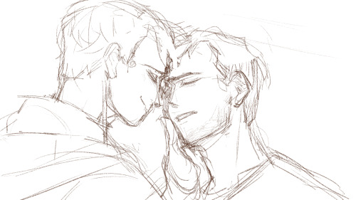 Sketch!(I haven’t drawn many kiss scenes…? Big Challenge For ME!)