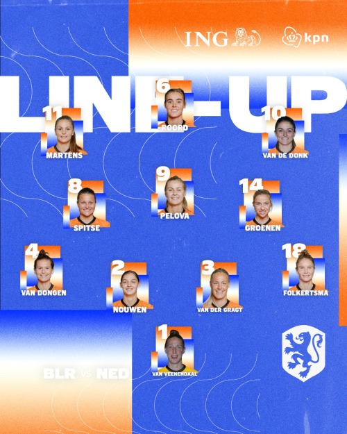 Netherlands line-up against BelarusWomen&rsquo;s World Cup 2023 Qualifiers Tuesday October 26, 2021