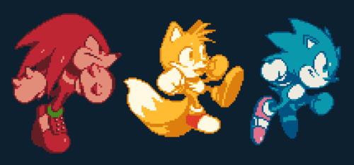 perigiclemensart:Made the classic trio in tribute to Sonic Mania.