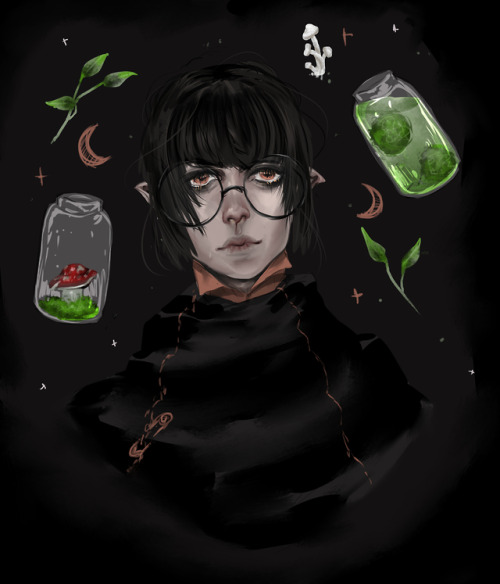 Drawtober Week 1: The Witch’s Garden ____ Vincialem © @skogselv Skog let me borrow his TES sona for this herbally witchy prompt. Skog’s very into herbalism, so I thought it would be perfect. Featured are Marimo moss balls, several leaves that look