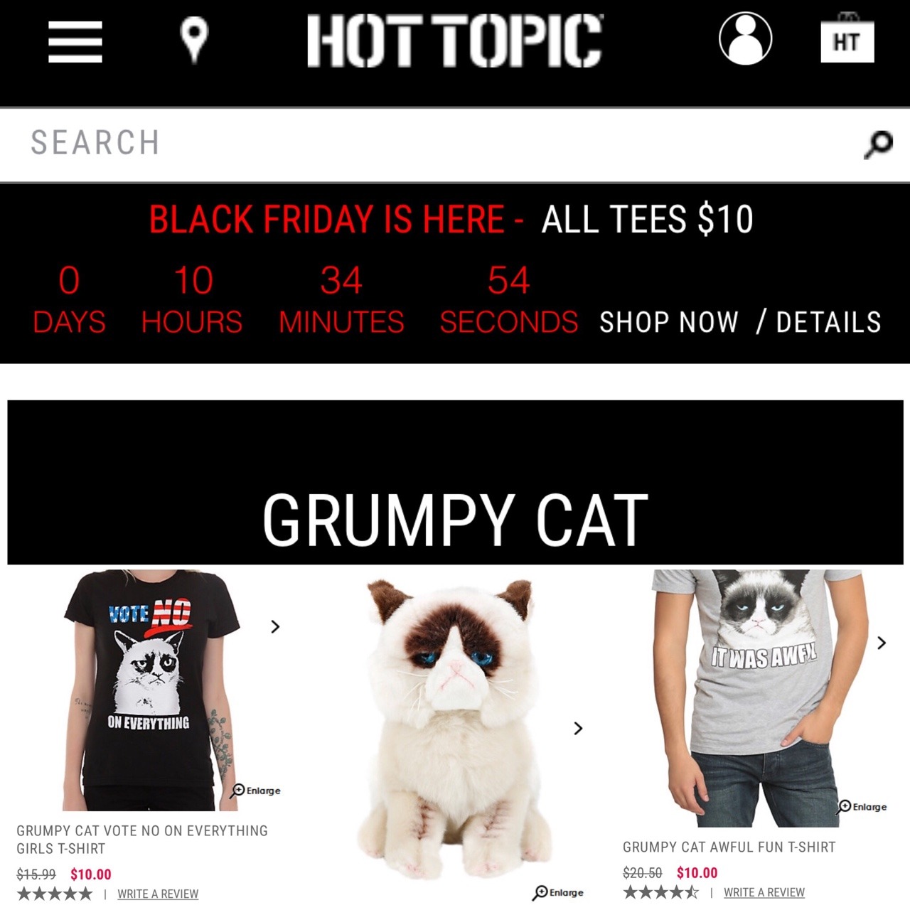 Terrible #BlackFriday Deal on Grumpy Cat Shirts and Plush at @hottopic https://hottopic.me/fgOAaw