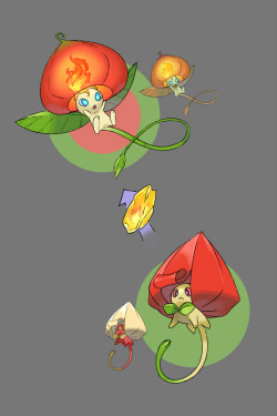 alternative-pokemon-art:  Artist A cool fakemon by request. This is one of my favorite ones. I think it’s a really, really cool and unique idea. I love how the artist even included their Shiny forms. Name: N/ABased on: A Chinese lantern fruit that evolves