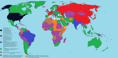 mapsontheweb: Countries by their power status.