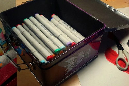 seekerpirate: I found a Decepticon lunchbox and padded up the inside so I could put my art supplies 