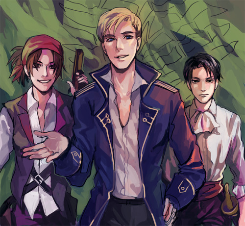 PIRATE AU they’re all from the same crew and erwin is the captain LEVI IS THE FIRST MATE AND H
