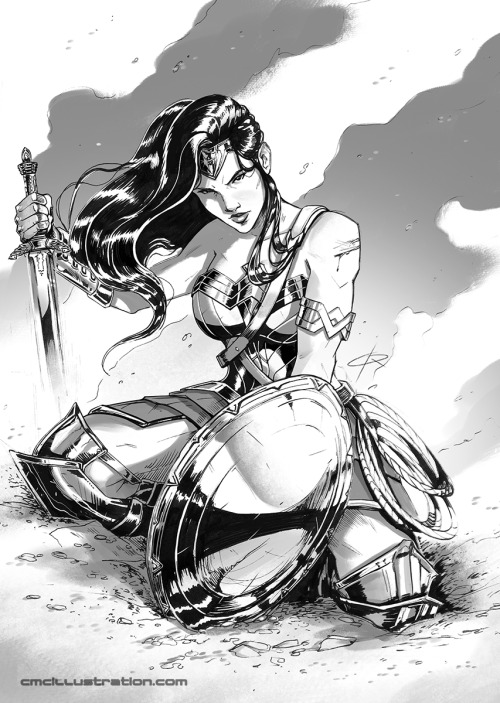 cmcillustration:  Commission Info ☆ Facebook ☆ Deviantart  ENG: Lately I’m in love with Wonder Woman, it’s Gal Gadot’s fault! I wanted to practice a little my comic style so I taked the opportunity of drawing her with ink, hope you like it!!