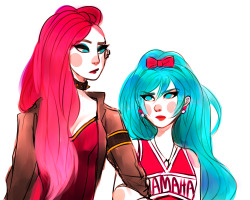 leandraamell:  eyyy cheerleader!miku/rebel!luka