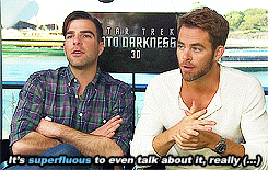 peterquill:(quite possibly one of many) Zachary Quinto and Chris Pine’s vocabulary battle(s)