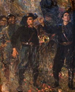 catonhottinroof:Plinio Nomellini (1866 - 1943)Bersaglieri in blackshirt 