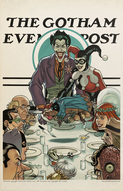 batcavebasement:  What if Norman Rockwell illustrated scenes of Gotham City life? 