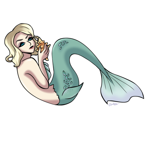 Commission for @ghostnessie ! Her as a mermaid &lt;3