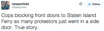 socialjusticekoolaid:  HAPPENING NOW (12/4/14): Protesters are converging on the Staten Island Ferry, attempting to reach the location of Eric Garner’s death on Staten Island. #thisendsnow #staywoke 