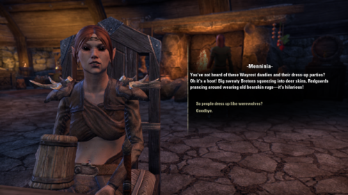 Just found out that furry culture straight up exists in the Elder Scrolls. This lady’s gonna pay me 