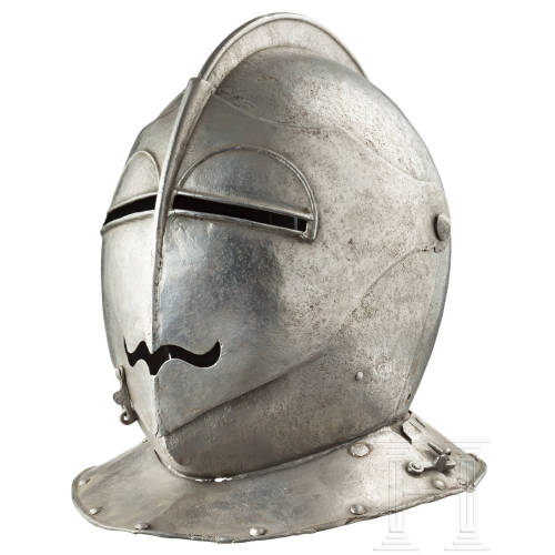 bogleech: pyropiano: biff-donderglutes: peashooter85: Italian currasier’s close helmet, circa 