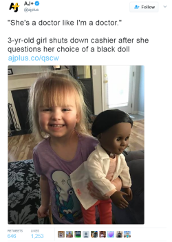 lividlovers: heylookitsarevolution:   the-real-eye-to-see: Stop filling their heads with these stupid prejudices  Im willing to bet you this choice was informed at least 50% by Doc McStuffins.  When we talk about representation remember it doesn’t only