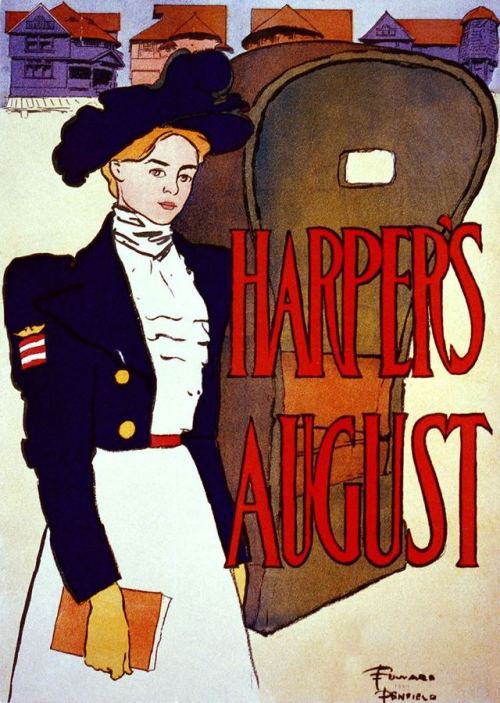Harper&rsquo;s: August (1897). Edward Penfield (American, 1866-1925). Lithograph. Poster.Penfiel
