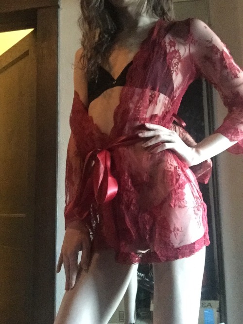 kitty-lynn:Thank you so much whoever sent this cute robe and these adorable heels! I got them just i