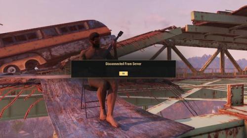 gamercrunch:Finished up the Fallout 76 Beta tonight naked, sitting on top of a bridge, playing a ban