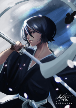 vibratix:  Rukia Kuchiki Did one of best girl from Bleach. Also, I’ll be vending at Naka Kon in 2018 so if you find yourself in the Kansas City area be sure to check it out! If you’d like a print: https://www.redbubble.com/people/vibratix?asc=u