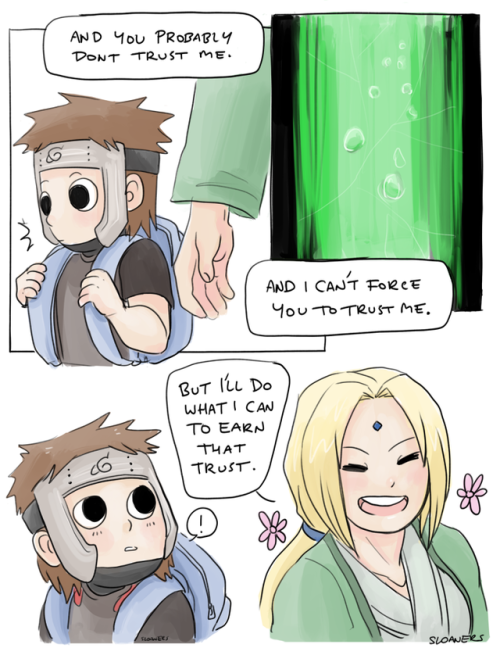 sloaners: Tsunade adopts Tenzo, a comic. A gift for @kiro-sveta