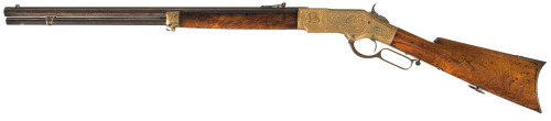 Rare John Ulrich exhibition engraved Winchester Model 1866 lever action rifle.Estimated Value: $65,0
