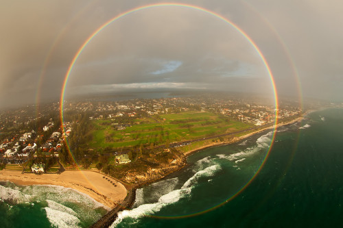 sixpenceee:  360 DEGREE RAINBOW Did you know a rainbow is actually supposed to be a full circle? You usually can’t see the full circle because most of the time the rainbow lies beneath the horizon. There is no rain and weather underground either. But