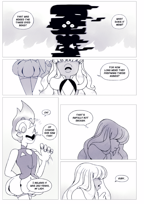 weirdlyprecious:  The three-eyed beastsu fancomic full I believe everyone will notice this, but wow, when you see everything in sequence it’s really shocking the difference in page 1 to 10. The way I drew Sapphire changed so much and I haven’t even