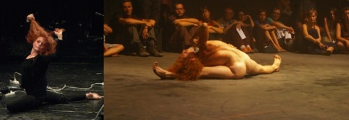 Alessandra Cristiani, Italian contemporary dancer and choreographer. Top picture: Habillé d'eau (2002); bottom picture: Nudo Nuda (2009).