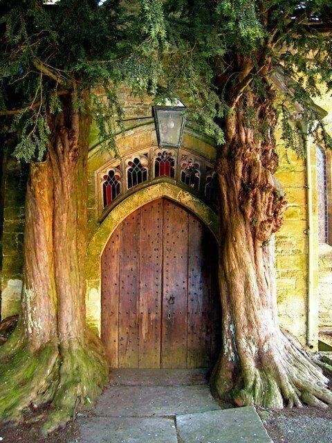 elegantspell:  Door at St. Edward’s Parish in The Cotswolds, flanked by beautiful