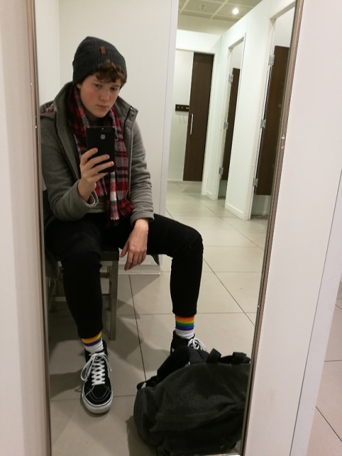 fitting room selfie while waiting for friend ft. Gay Socks