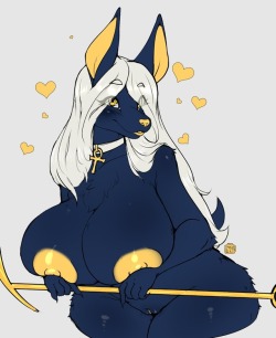 avalon-avaricious: An amazingly thicc and busty Anubis. I love it~  Artist - Avante 