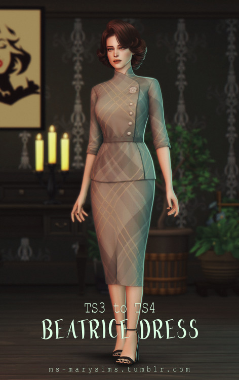 ms-marysims:Beatrice Dress+ ts3 to ts4+ 45 swatches+ all LODs+ shadow and normal maps included+ cust