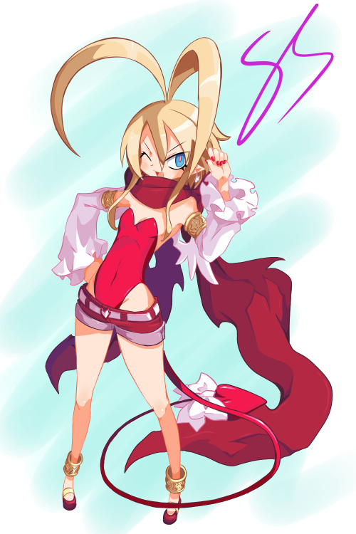 Disgaea OC LaurelDaughter of Laharl and Flonne. Half Angel, half Demon, princess, big sister.Weapon 