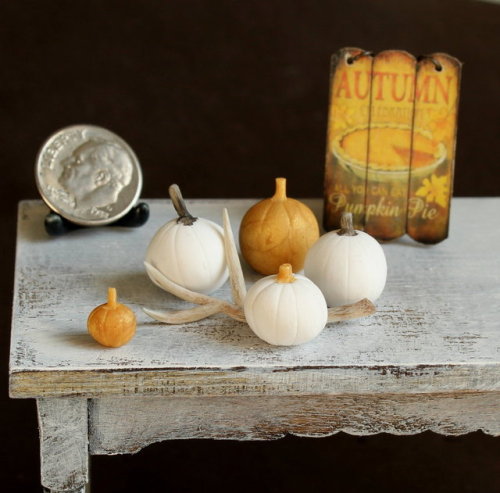 bookofoctober:Tiny pumpkins and fall food miniatures by fairchildart