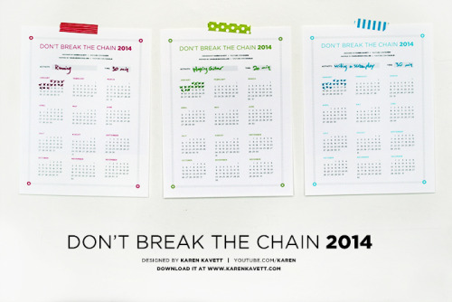 edwardspoonhands:  alandistro:  karenkavett:  You guys keep asking for it, so here it is - the Don’t Break the Chain Calendar 2014!This was originally inspired by the Charlie McDonnell video Don’t Break the Chain back in 2012, and it’s a pretty