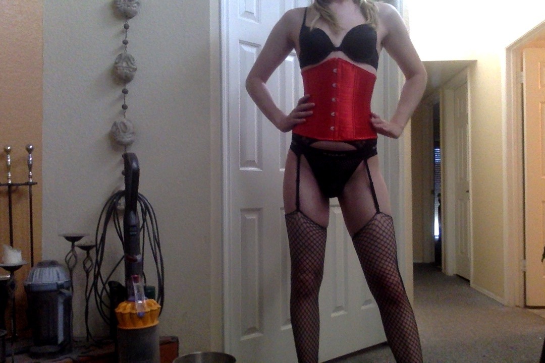 brandimorganxxx:  Trying on a new corset and some new fishnets. ass for days? Ha