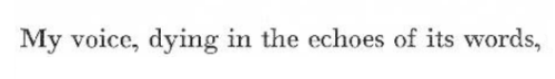 James Joyce, Giacomo Joyce[Text ID: “My voice, dying in the echoes of its words,”]