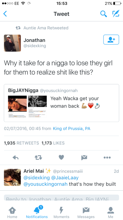 chrissongzzz:Why it take for a nigga to lose they girl for them to realize shit like this?