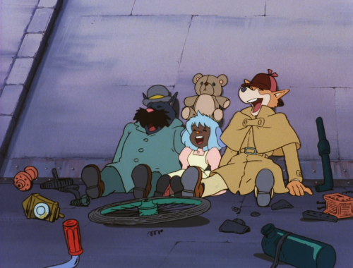 80sanime:  1979-1990 Anime PrimerSherlock Hound: The Blue Ruby/Treasure Under the Sea (1984)The time: the late 19th century. The place: London, Baker Street. And the titular Hound? Why, none other than the world famous detective, Sherlock Holmes… who