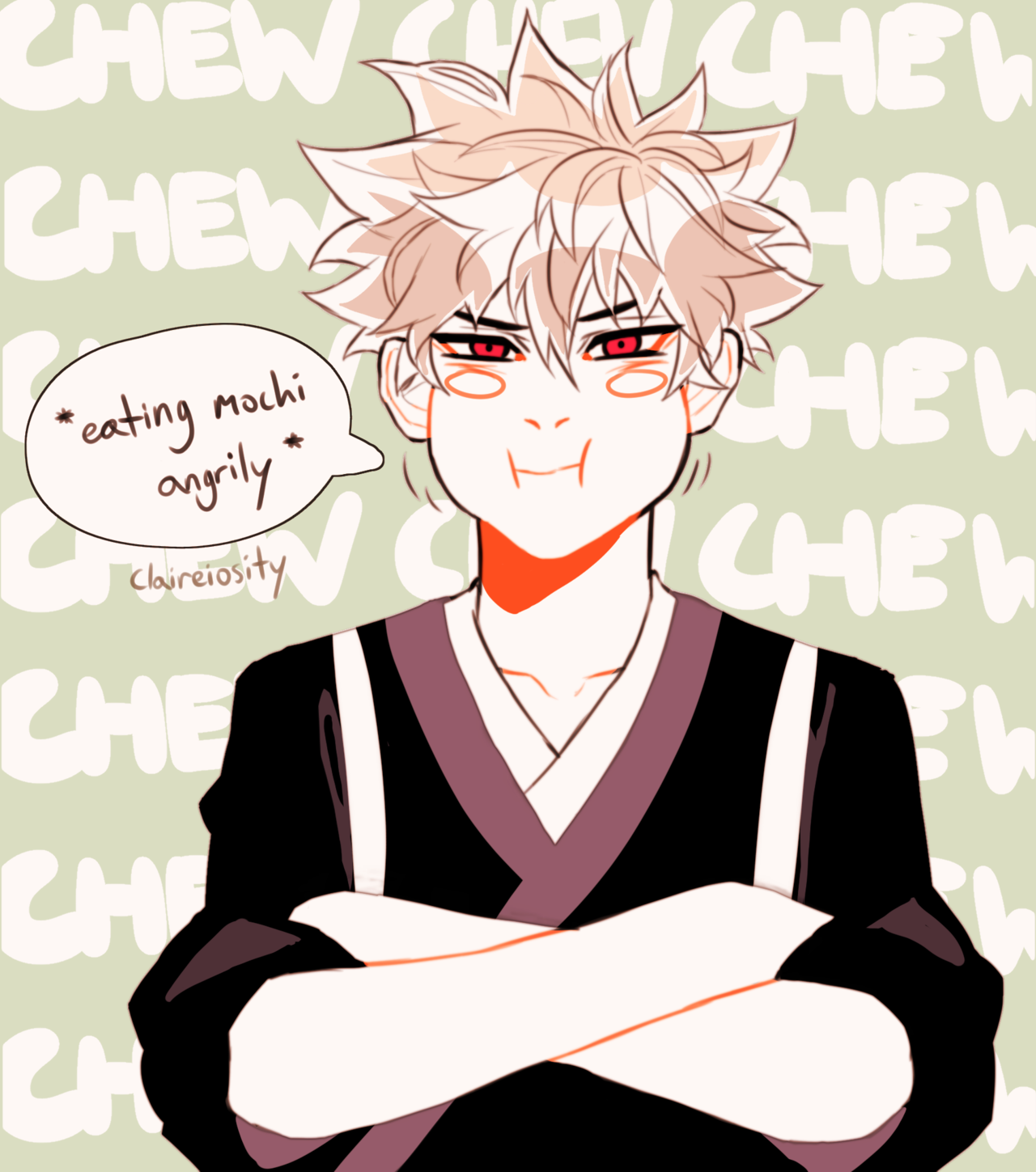 in love with a chainsaw, bakugou suffers from a severe case of mochi cheeks