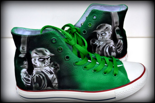 customsbylisa:Arrow Sneakers, Mens Converse, Hand Painted Shoes for Men &amp; Women, Green Sneak