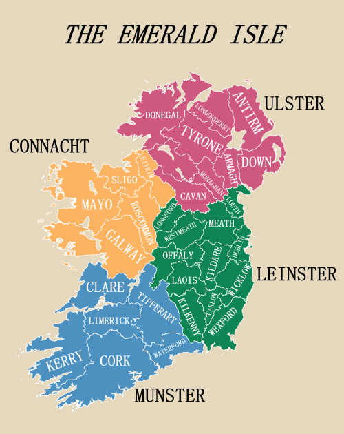 mapsontheweb: Map of the Island of Ireland and it’s Counties