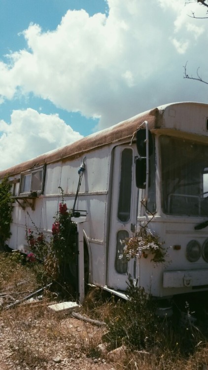 cloudsandgalaxies: abandoned bus I saw today