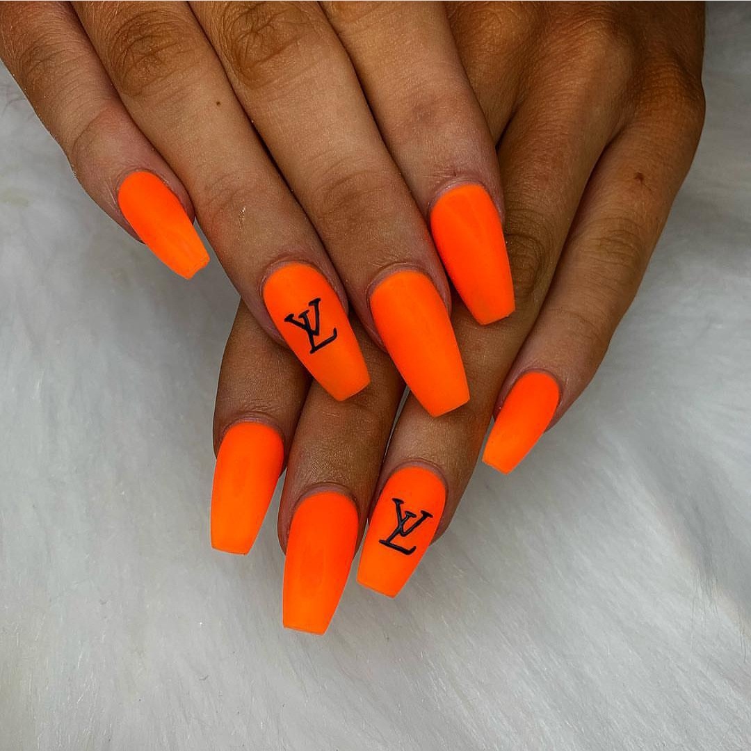 Image tagged with neon orange neon nails lv on Tumblr